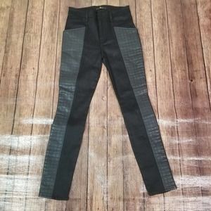 7 For All Mankind Womens Jeans 26 Black Quilted Lambskin Contrast Skinny